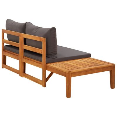 Garden Bench with Table Dark Grey Cushions Solid Acacia Wood