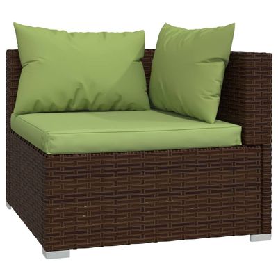 3 Piece Garden Lounge Set with Cushions Brown Poly Rattan