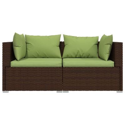 3 Piece Garden Lounge Set with Cushions Brown Poly Rattan