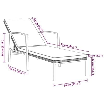 Sun Loungers 2 pcs with Table Poly Rattan Grey