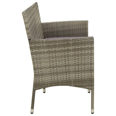 3-Seater Garden Sofa with Cushion Grey Poly Rattan