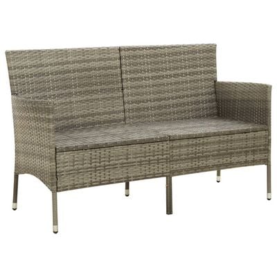 3-Seater Garden Sofa with Cushion Grey Poly Rattan