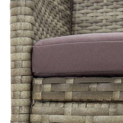 3-Seater Garden Sofa with Cushion Grey Poly Rattan