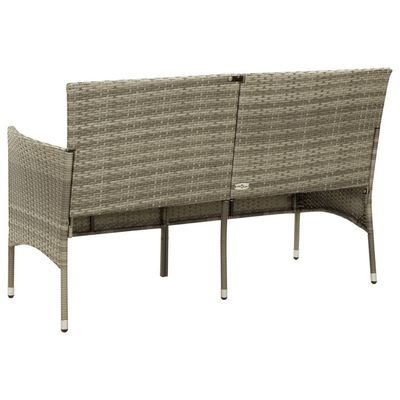 3-Seater Garden Sofa with Cushion Grey Poly Rattan