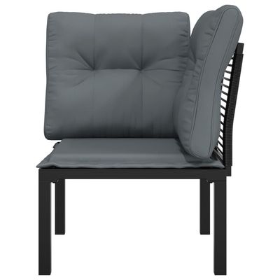 Garden Corner Chair with Cushions Black and Grey Poly Rattan