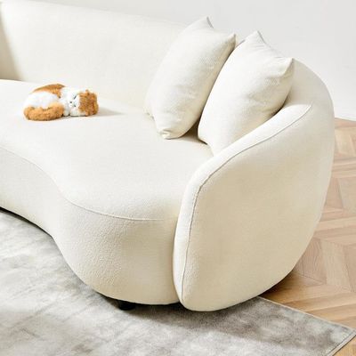 Wooden Twist Fleece Boucle Fabric Modern 3 Seater Sectional Sofa