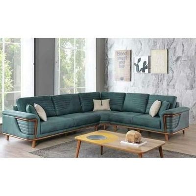 Modern Handmade Luxury Sectional Sofa Set 7 Seater with Table (Green)