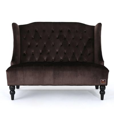 Wooden Recessed Arm Loveseat Bench (2 Seater, Chocolate)