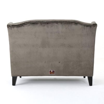 Wooden Recessed Arm Loveseat Bench (2 Seater, Grey)