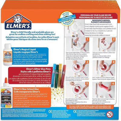 ELMER'S Glue Slime Starter Kit, Clear Glue, Glitter Glue Pens and Magical Liquid Slime Activator Solution, 8 Count, Rainbow Slime Kit, 2050943