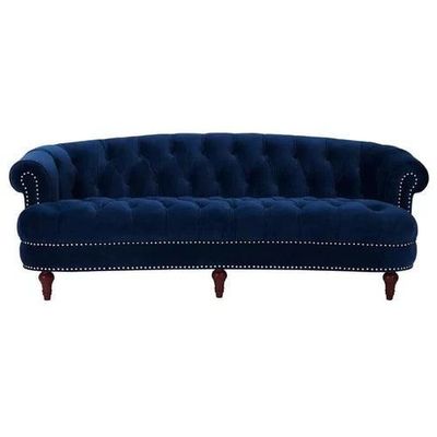 Chesterfield Graceful Velvet 3 Seater Rolled Arm Sofa (Walnut Legs)