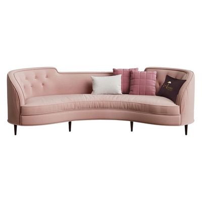 Modern Vintage Encompass Tufted Tropez 3 Seater Sofa with Four Cushion (Pink)