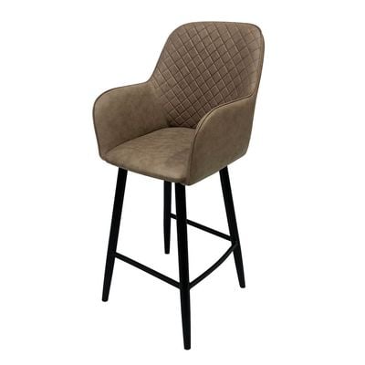 Maple Home Accent Leather High Bar Chair Armrest & Backrest Soft Padding Black Metal Legs and Footrest Counter Kitchen Cafe  Restaurant Pub Living Dining Room Furniture