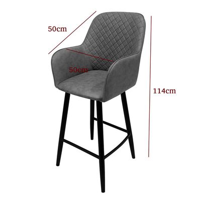 Maple Home Accent Leather High Bar Chair Armrest & Backrest Soft Padding Black Metal Legs and Footrest Counter Kitchen Cafe  Restaurant Pub Living Dining Room Furniture