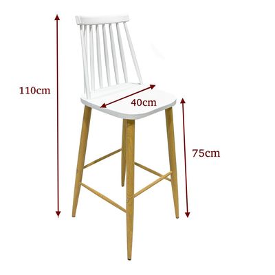 Maple Home Modern Plastic High Bar Chair Armrest Cross Backrest Windsor Chair Kitchen Living Balcony Restaurant Office Home Reception Furniture