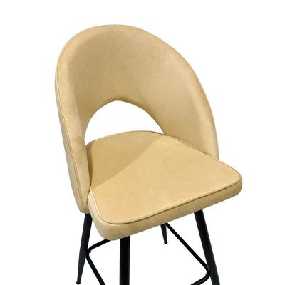 Maple Home Modern High Bar Stool Chair Velvet Armless Hollow Backrest Black Metal Frame Counter Kitchen Cafe Dining Room Restaurant Pub Living Room Furniture