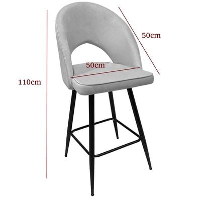 Maple Home Modern High Bar Stool Chair Velvet Armless Hollow Backrest Black Metal Frame Counter Kitchen Cafe Dining Room Restaurant Pub Living Room Furniture