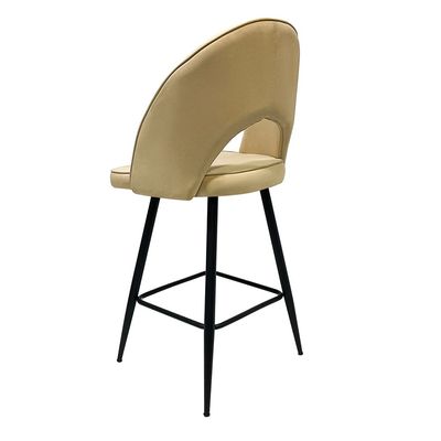 Maple Home Modern High Bar Stool Chair Velvet Armless Hollow Backrest Black Metal Frame Counter Kitchen Cafe Dining Room Restaurant Pub Living Room Furniture