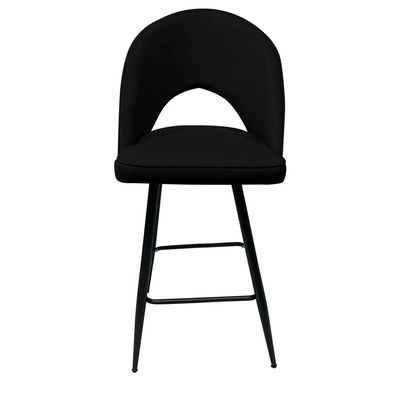 Maple Home Modern High Bar Stool Chair Velvet Armless Hollow Backrest Black Metal Frame Counter Kitchen Cafe Dining Room Restaurant Pub Living Room Furniture