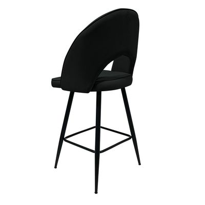 Maple Home Modern High Bar Stool Chair Velvet Armless Hollow Backrest Black Metal Frame Counter Kitchen Cafe Dining Room Restaurant Pub Living Room Furniture