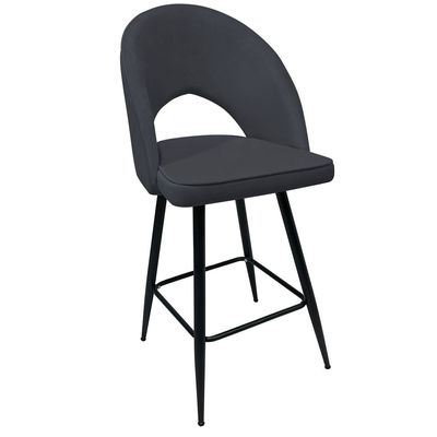 Maple Home Modern High Bar Stool Chair Velvet Armless Hollow Backrest Black Metal Frame Counter Kitchen Cafe Dining Room Restaurant Pub Living Room Furniture