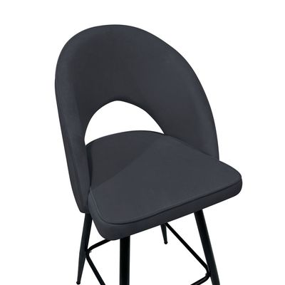 Maple Home Modern High Bar Stool Chair Velvet Armless Hollow Backrest Black Metal Frame Counter Kitchen Cafe Dining Room Restaurant Pub Living Room Furniture