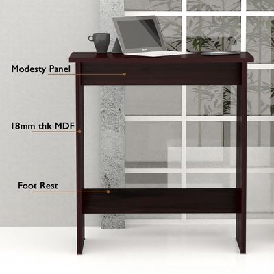 Mahmayi Modern Study Desk with Foot Rest Support, Modern Executive Desks Ideal for Office, Home, Schools, Laptop, Computer Workstation Table - Dark Walnut