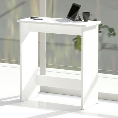 Mahmayi Modern Study Desk with Foot Rest Support, Modern Executive Desks Ideal for Office, Home, Schools, Laptop, Computer Workstation Table - White
