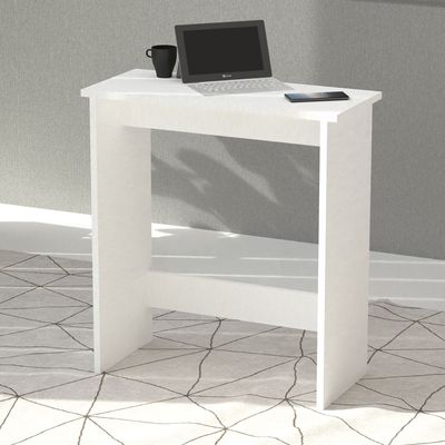 Mahmayi Modern Study Desk with Foot Rest Support, Modern Executive Desks Ideal for Office, Home, Schools, Laptop, Computer Workstation Table - White
