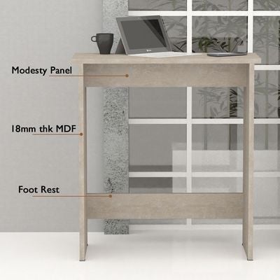 Mahmayi Modern Study Desk with Foot Rest Support, Modern Executive Desks Ideal for Office, Home, Schools, Laptop, Computer Workstation Table - White Concrete