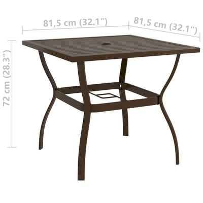 Garden Table Brown 81.5x81.5x72 cm Steel