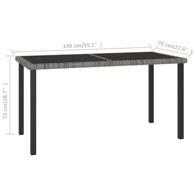 Garden Dining Table Grey 140x70x73 cm Poly Rattan