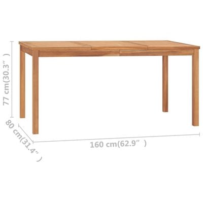 Garden Dining Table 160x80x77 cm Solid Teak Wood