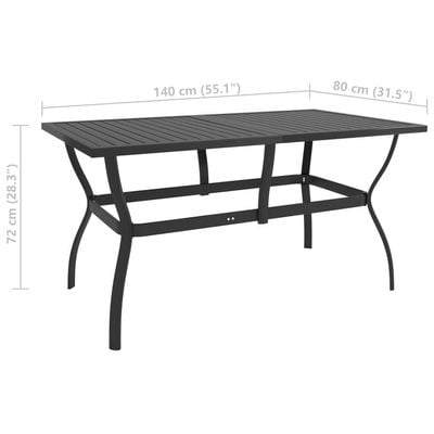 Garden Table Anthracite 140x80x72 cm Steel