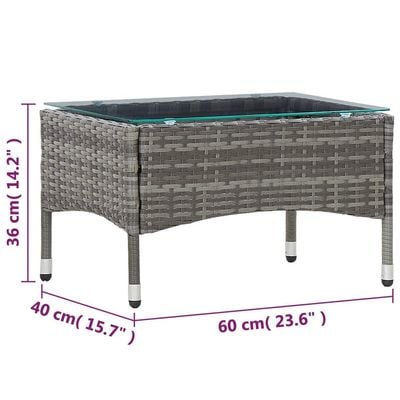 Coffee Table Grey 60x40x36 cm Poly Rattan