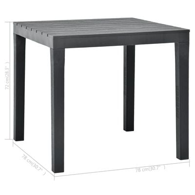 Garden Table Anthracite 78x78x72 cm Plastic