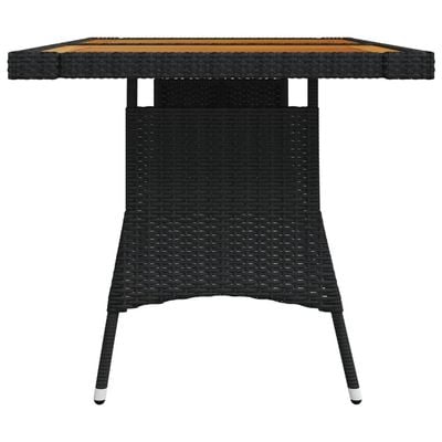 Garden Table Black 130x70x72 cm Poly Rattan & Solid Acacia Wood