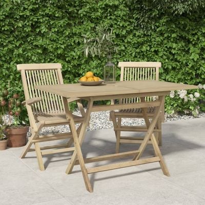 Folding Garden Table Grey 120x70x75 cm Solid Wood Teak