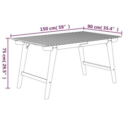 Garden Table 150x90x75 cm Solid Wood Acacia