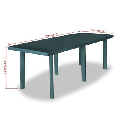 Garden Table Green 210x96x72 cm Plastic