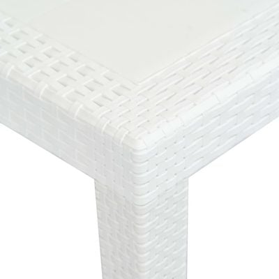 Garden Table White 150x90x72 cm Plastic Rattan Look