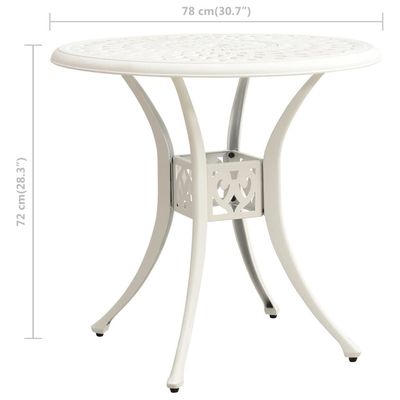 Garden Table White 78x78x72 cm Cast Aluminium