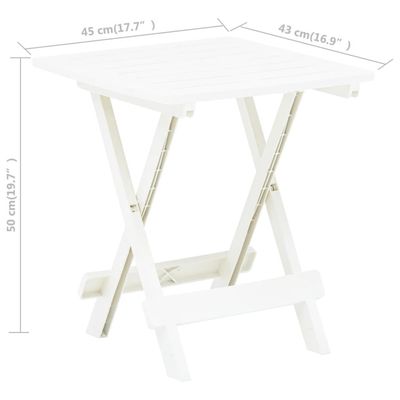 Folding Garden Table White 45x43x50 cm Plastic