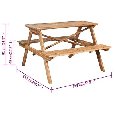 Picnic Table 115x115x81 cm Bamboo