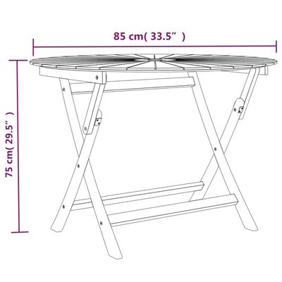 Folding Garden Table Ø 85x75 cm Solid Wood Teak