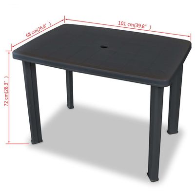 Garden Table Anthracite 101x68x72 cm Plastic