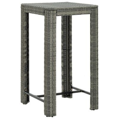 Garden Bar Table Grey 60.5x60.5x110.5 cm Poly Rattan