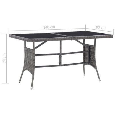 Garden Table Grey 140x80x74 cm Poly Rattan