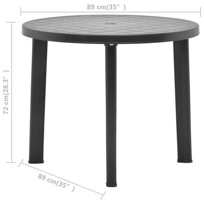 Garden Table Anthracite 89 cm Plastic