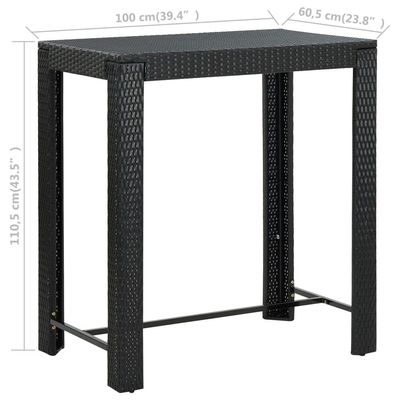 Garden Bar Table Black 100x60.5x110.5 cm Poly Rattan